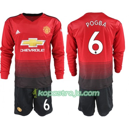 Billiga Fotbollströjor Manchester United POGBA 6 Barn Hemma tröja 2018/19 Långärmad